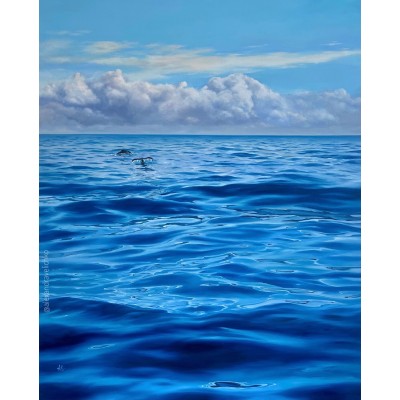 Seascape with whales