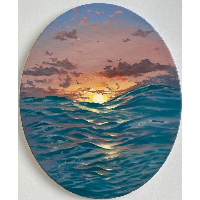Sunrise ocean, imaginary painting