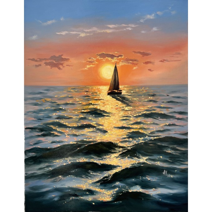 Sunset Seascape, imaginary painting